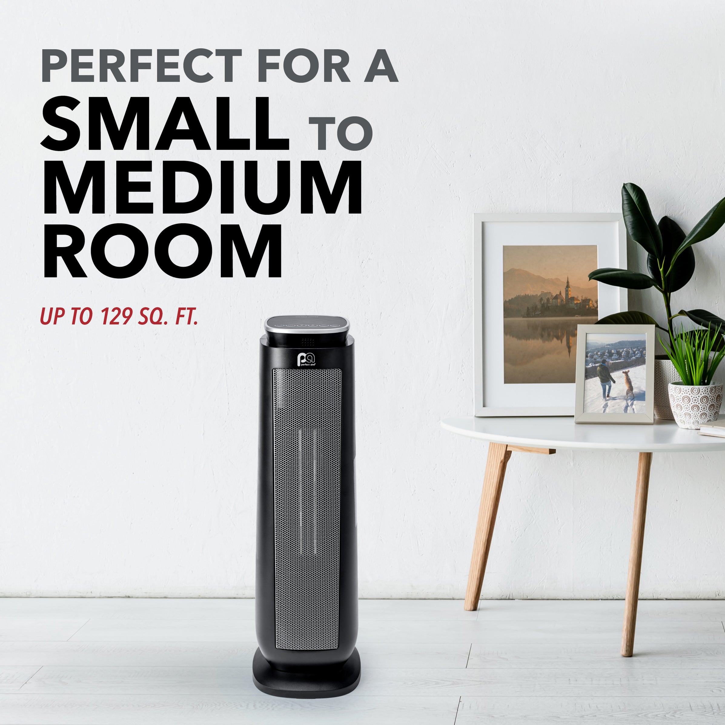 1500/900W Oscillating 23" Ceramic Heater with Remote, Black — Perfect Aire