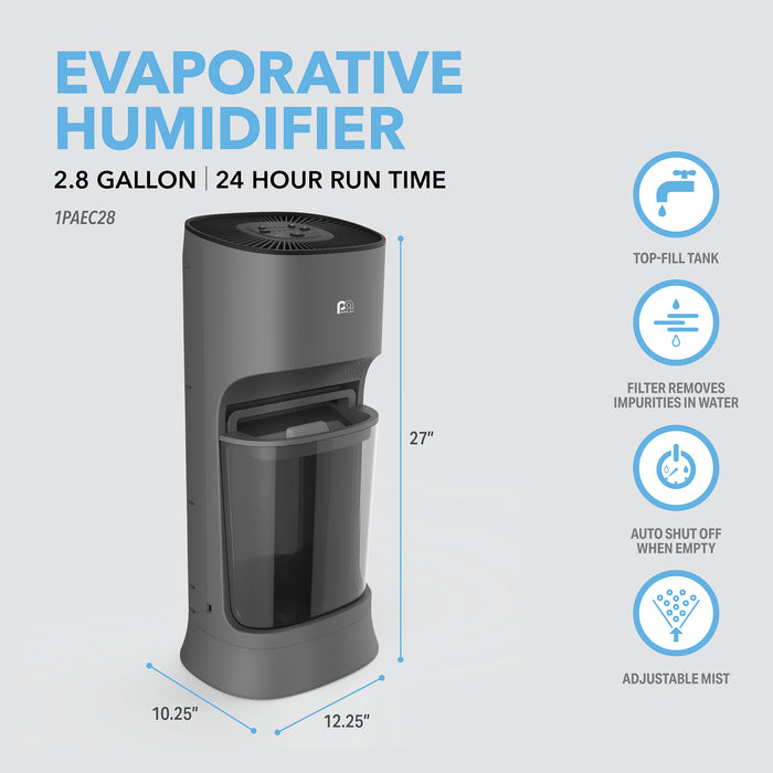 2.8 Gallon Floor-Standing Console Humidifier with Digital Controls and Top-Fill Tank