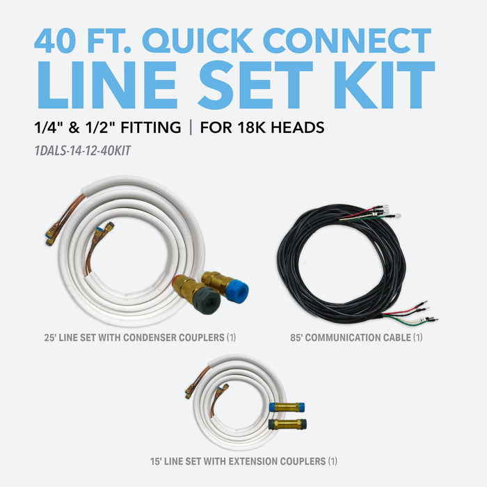 40' Line Set Kit for Perfect Aire & Denali Aire 18K BTU Quick-Connect Mini-Split Indoor Units, includes 70' Communication Cable